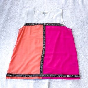 Ya Los Angeles Color Block Tank Top Pink Orange M